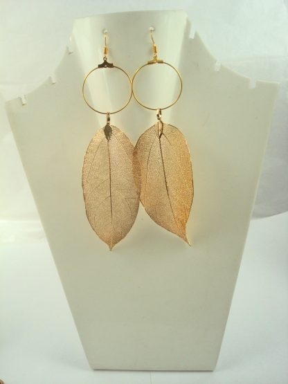 Trending Golden Long Leaf Shape Hanging Earring Diwali Gift For Her FE42