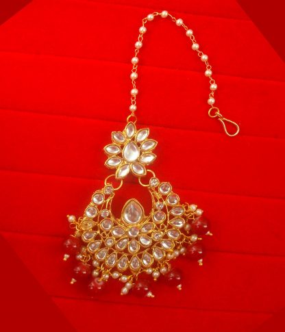 D:\IMAGES\2019\OCTOBER\23 OCT RFW\Bollywood Style Wedding Wear Maang Tikka With Maroon Hanging Beads Gift For Christmas Season ZMG39