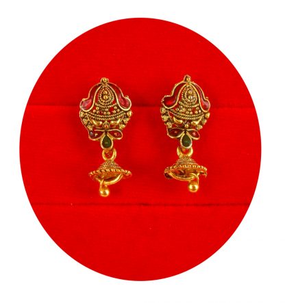 Imitation Jewelry Daily Wear Tiny Maroon Green Golden Jhumki Earring gift for Christmas TE20