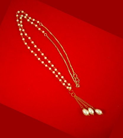 Latest Bollywood Style Wedding Wear Creamy Small Pearl Necklace Chain Pleasant Karwa Chouth Gift For Wife DC33