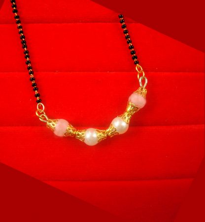 Artificial Jewelry Collection Latest Designer Baby Pink and Creamy Pearl Mangalsutra Necklace DM39