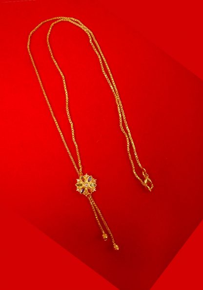 Imitation Jewelry Daily Wear Sleek Golden Flora Multi color Pendant Girlish Chain DC38