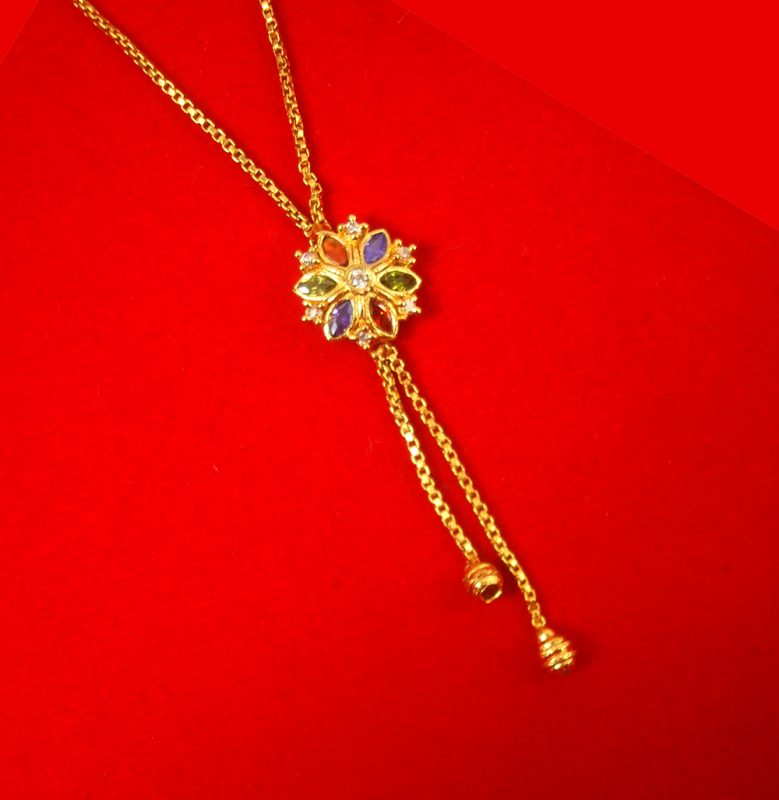 Imitation Jewelry Daily Wear Sleek Golden Flora Multi color Pendant Girlish Chain DC38