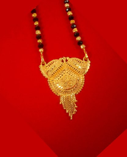 Buy Traditional Gold Plated Indian Style Long Mangalsutra With Golden Black Beaded Chain, Gift For Wife PP12