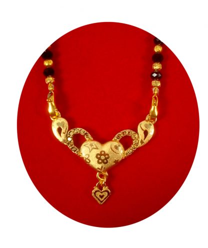 Designer Heart Shape Golden Plated Cute Mangalsutra Valentine Gift Fir Wife DM81