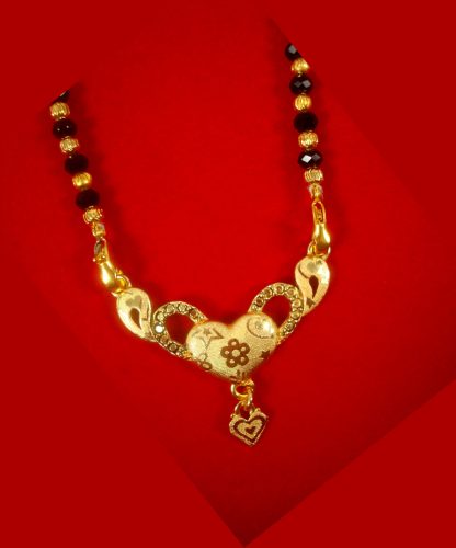 Designer Heart Shape Golden Plated Cute Mangalsutra Valentine Gift Fir Wife DM81