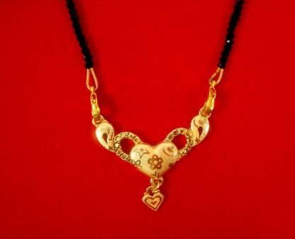 Designer Heart Shape Golden Plated Cute Mangalsutra Valentine Gift For Wife DM97