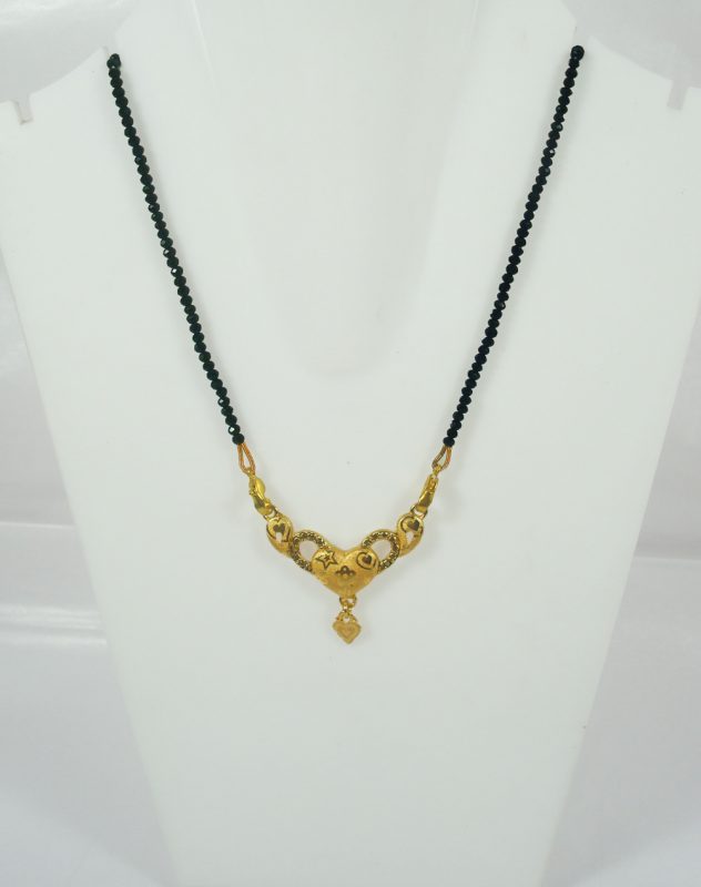 Designer Heart Shape Golden Plated Cute Mangalsutra Valentine Gift For Wife DM97