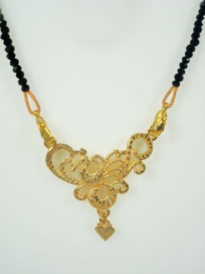 Imitation Jewelry Designer Gold Plated Daily Wear Mangalsutra With Black Crystal Beaded Chain DM78