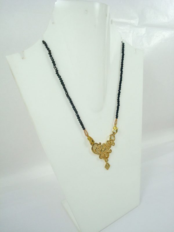 Imitation Jewelry Designer Gold Plated Daily Wear Mangalsutra With Black Crystal Beaded Chain DM78 