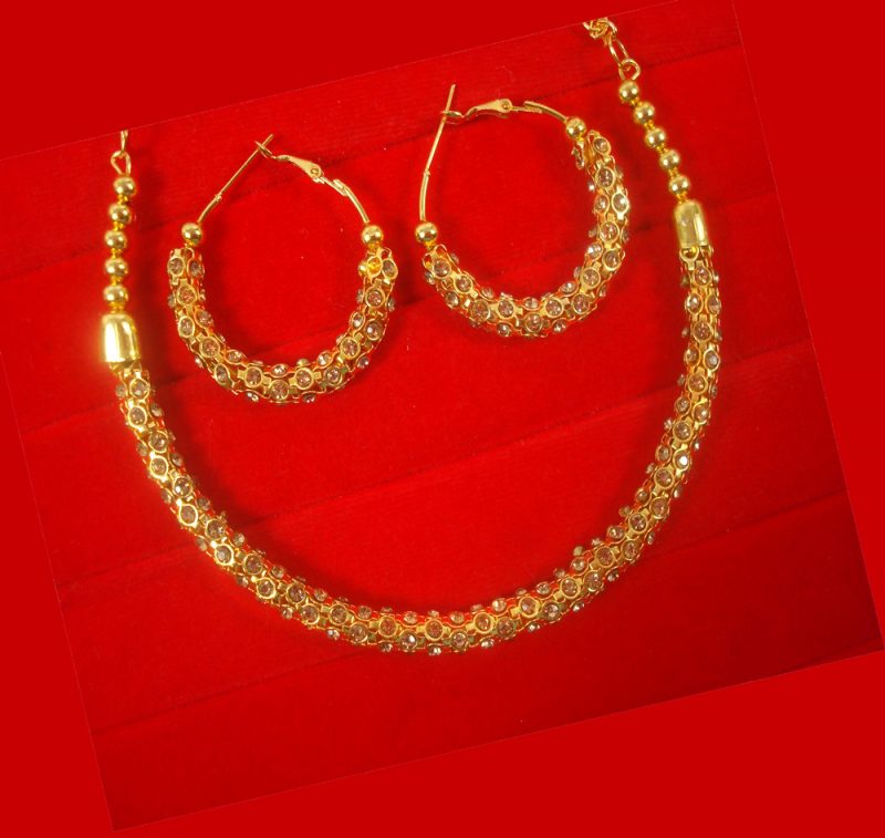 Imitation Jewelry Wedding Wear Golden Designer Classy Wine Shade Zircon Sleek Round Girlish Necklace Set Nh99