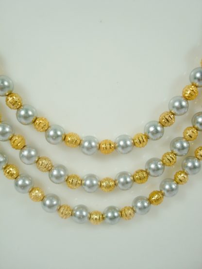 Imitation Jewelry Handmade Golden Grey Beads Multi strand Flower Necklace Gift For Women DN30